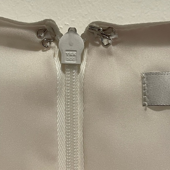 Badgley Mischka Cream Midi Dress Puff Origami Sleeves Square Neck size 8 NWOT - Picture 8 of 11